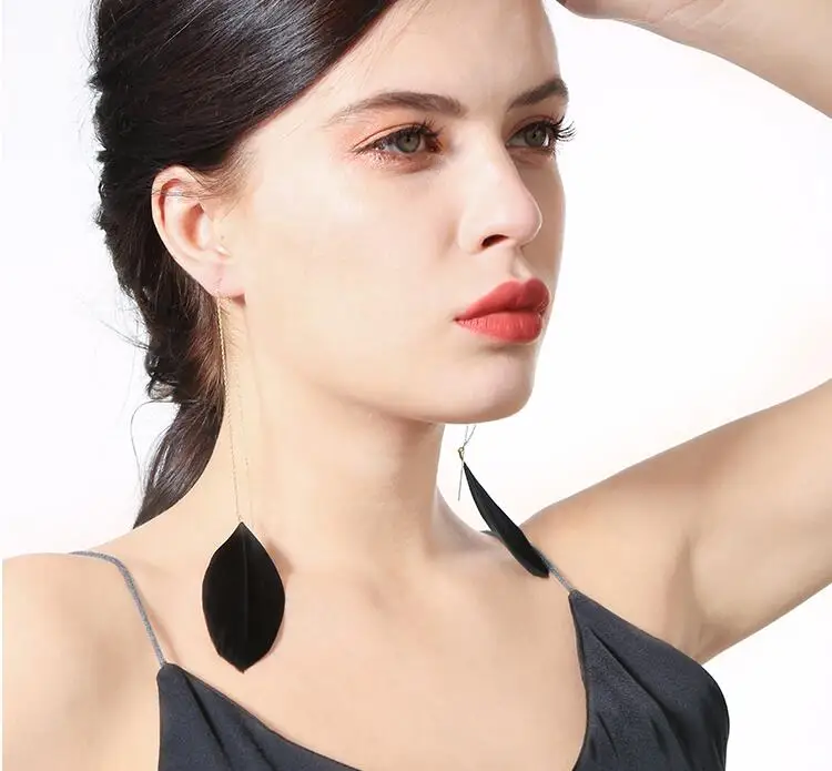 Feather Multicolour Long Earrings Fashion Trend Women Confidante Gift Brincos Bijoux E5261 | Украшения и аксессуары
