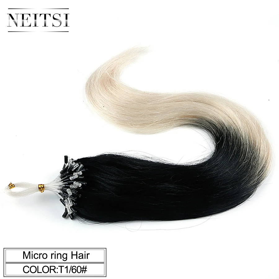 Neitsi петля микро кольцо машина сделанная remy волосы для наращивания человеческие волосы прямые Омбре пианино цвет микро звенья 2" 50 см 1 г/локон 50 г - Цвет: T1/60 #