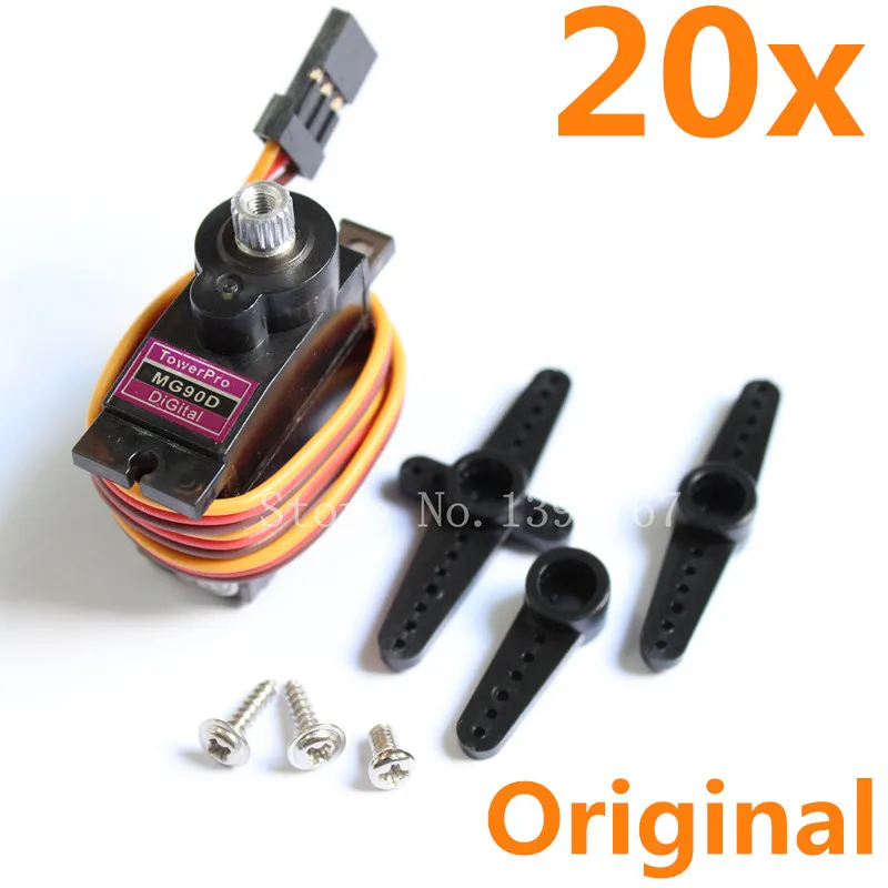 20 шт. оригинальный цифровой микро сервопривод TowerPro MG90D металлический редукторный
