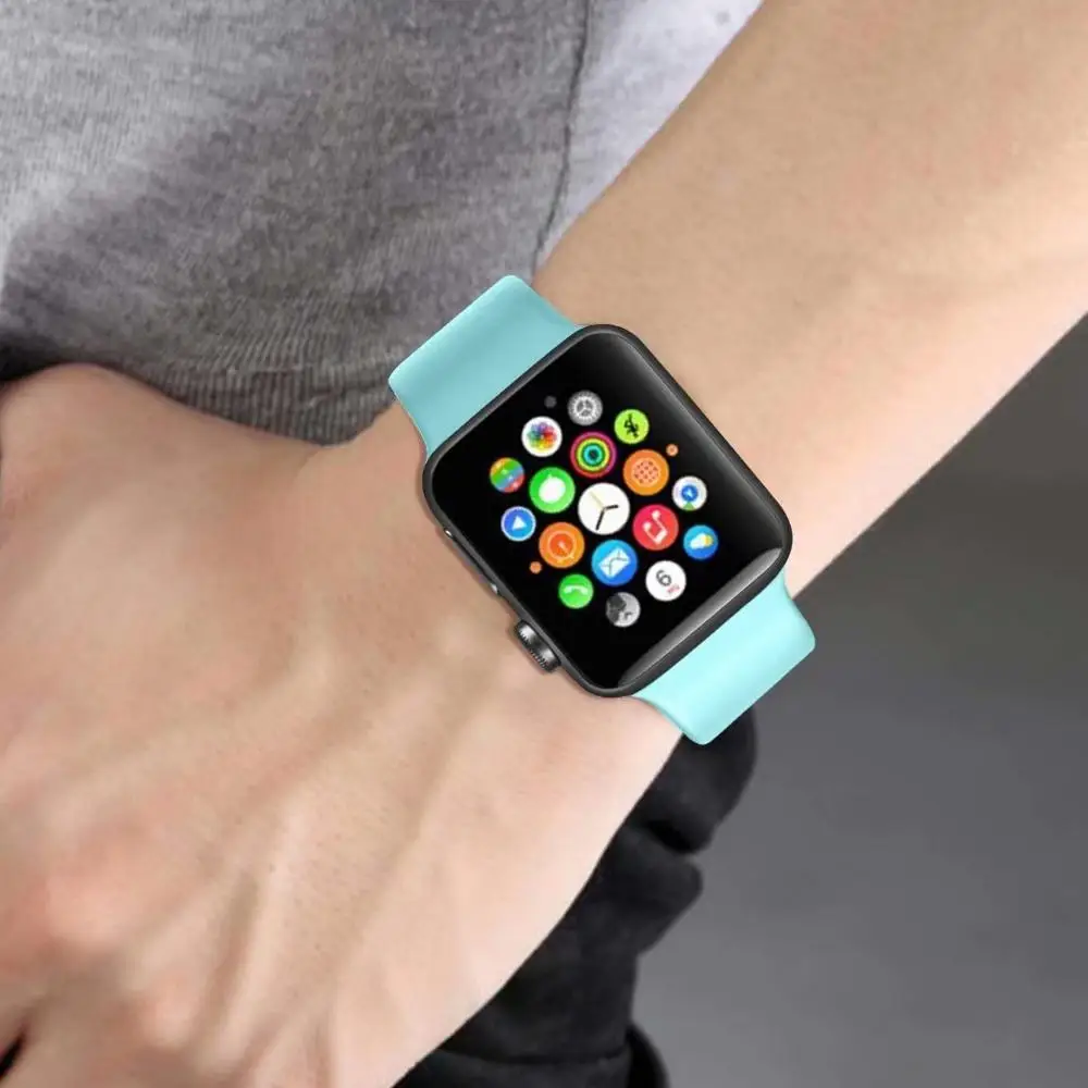 10 шт./лот 22 2 цвета пряжки твердый силикон ремешок для наручных часов Apple Watch Смарт i-Watch 38/40/42/44 мм браслеты 1/2/3/4G браслет