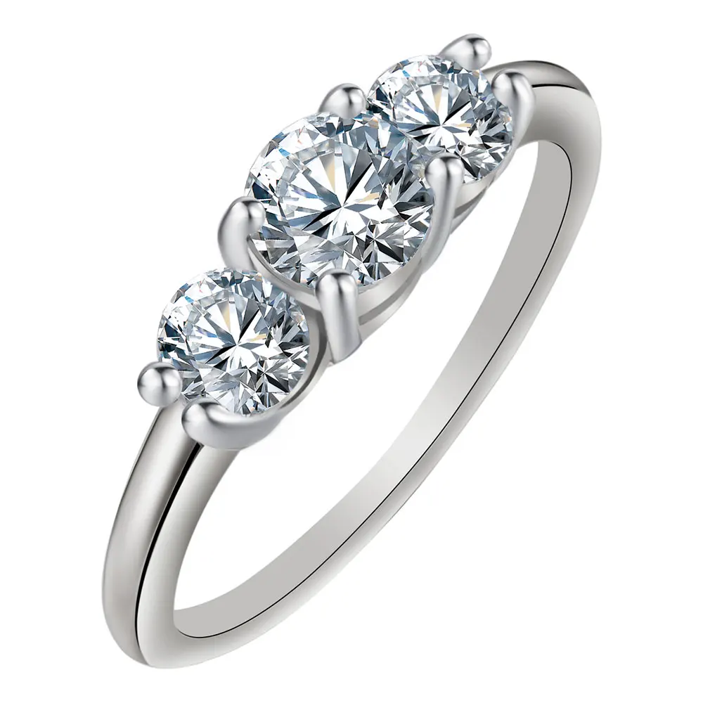 Exquisite White Gold rings with crystal CZ Cocktail Wedding Vintage Finger Ring woman accessories jewelry C30 | Украшения и