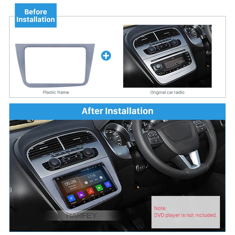 Harfey 220*130mm Car Radio Fascia For 2004+ SEAT ALTEA RHD Stereo Dashboard Auto Mount Frame Installation Panel Kit Trim | Автомобили и
