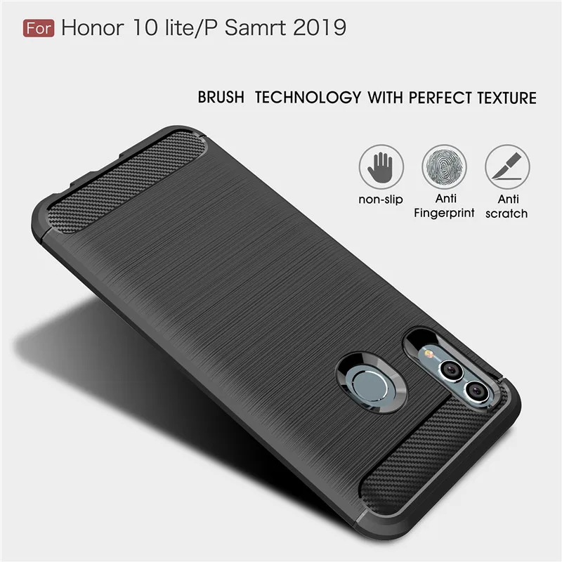 Чехол для телефона из углеродного волокна Huawei P Smart 2019 чехол мягкого ТПУ задняя