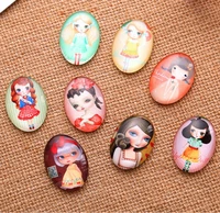 16pcslot pretty girl 13x18mm18x25mm oval photo glass cabochon demo flat back making findings jewelry making