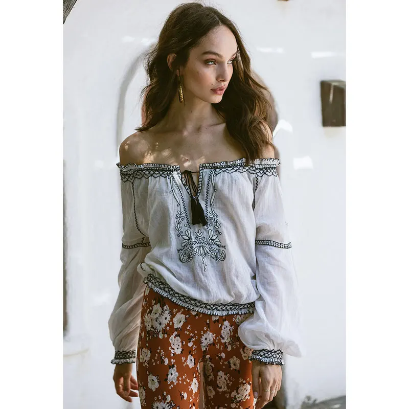 Элегантные женские праздничные рубашки в богемном стиле бохо свободные с