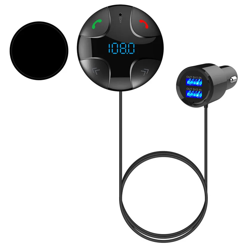 Bluetooth автомобильный комплект громкой связи fm-передатчик A2DP беспроводной Автомобильный MP3-плеер Поддержка TF карты воспроизведения музыки двойной USB Автомобильное зарядное устройство - Название цвета: Black