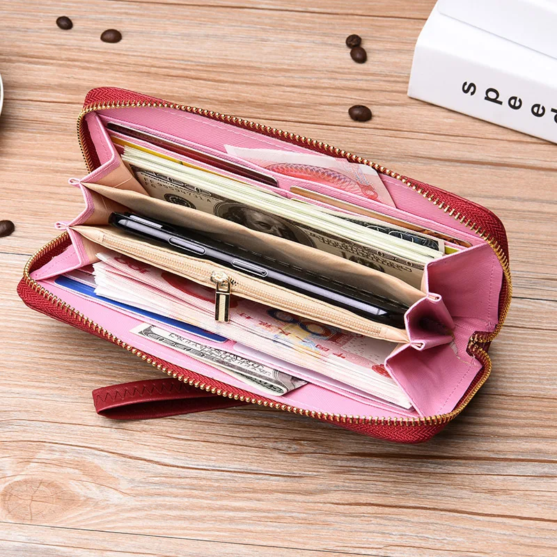 2019 Female Famous Brand Long PU Leather Women Wallets Wristlet Organizer Bifold Purses Credit Card Holder Purse Money Bag | Багаж и сумки