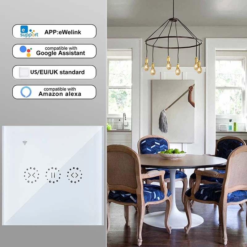 Smart Home WiFi Electric Touch Blinds Curtain Ewelink Switch Voice Control by Alexa Echo for Mechanical Limit Motor | Обустройство