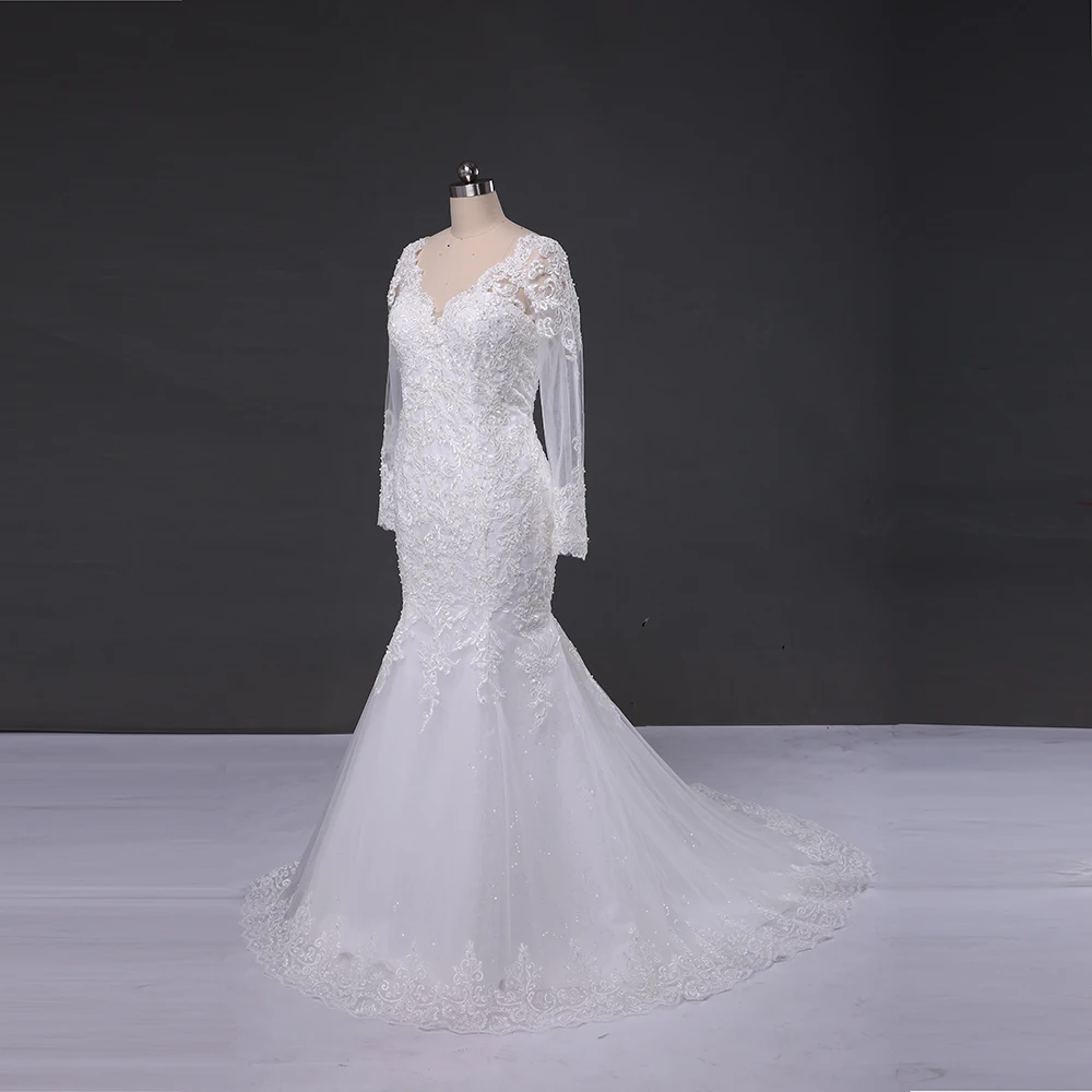 Vestidos de noiva Longo com Renda сексуальное платье Русалка с длинным рукавом свадебное