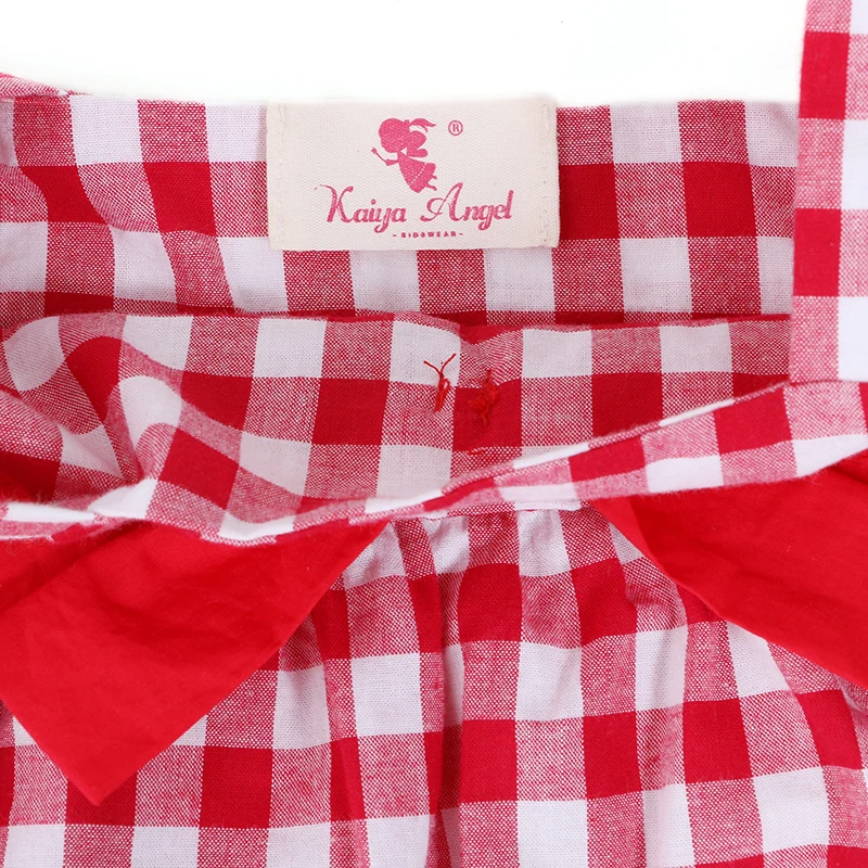 Kaiya Angel Kids Dresses For Girls Farm Summer Dress With Big Bow 5 Colors 2017 Clothes Blue Plaid | Детская одежда и обувь