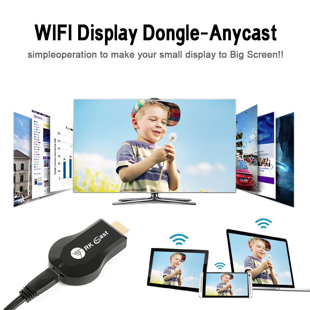 1080P Беспроводной WiFi tv ключ приемник для Anycast M4 M9 плюс для обмена потоковыми мультимедийными данными(Airplay) Wi-Fi, Дисплей Беспроводной HDMI ТВ селфи палка для IOS и Android