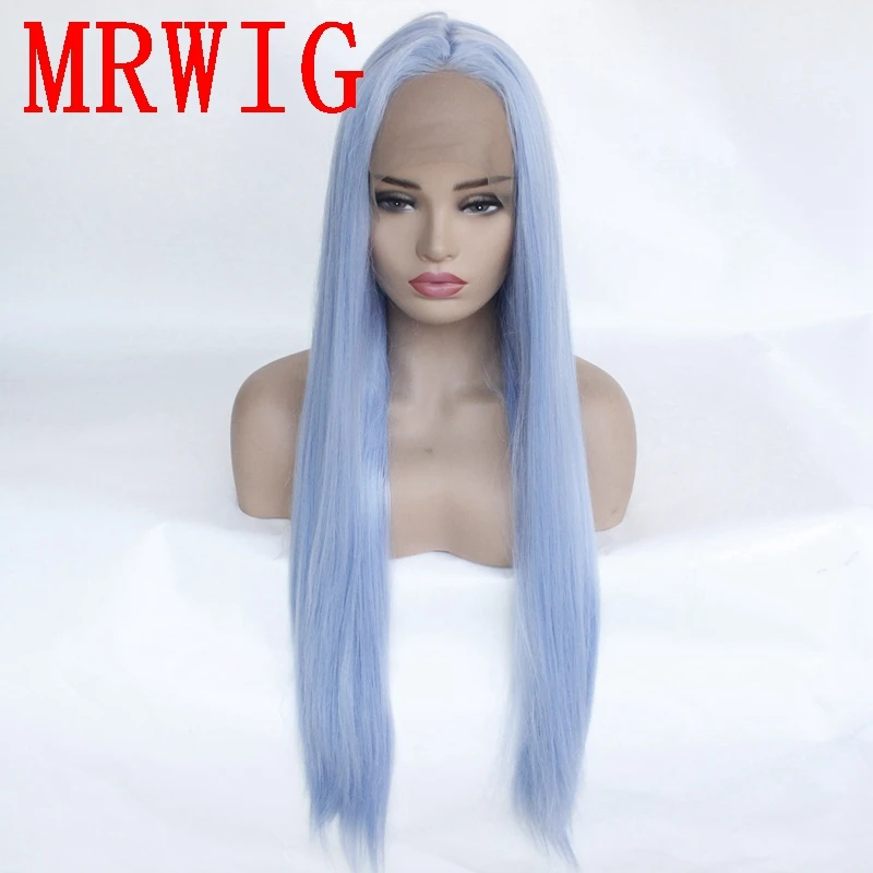 MRWIG 26in 150% плотность светло голубой цвет Синтетический Длинные прямые
