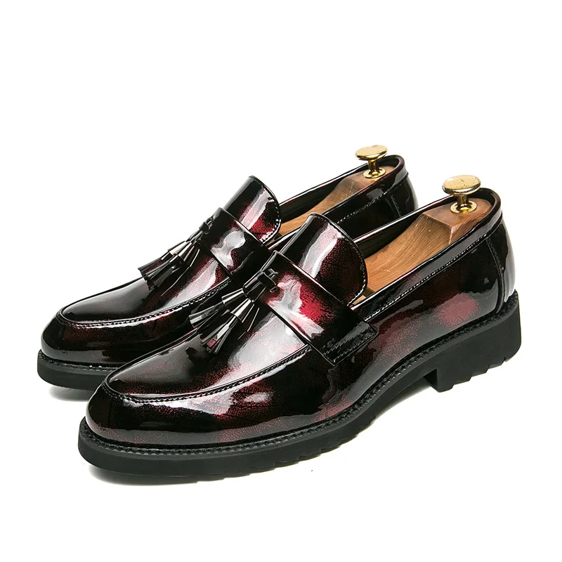 Fotwear Men's Slip-on construction loafers casual shoes leather upper with tassel detail Slim Round toe Cushioned insole | Обувь