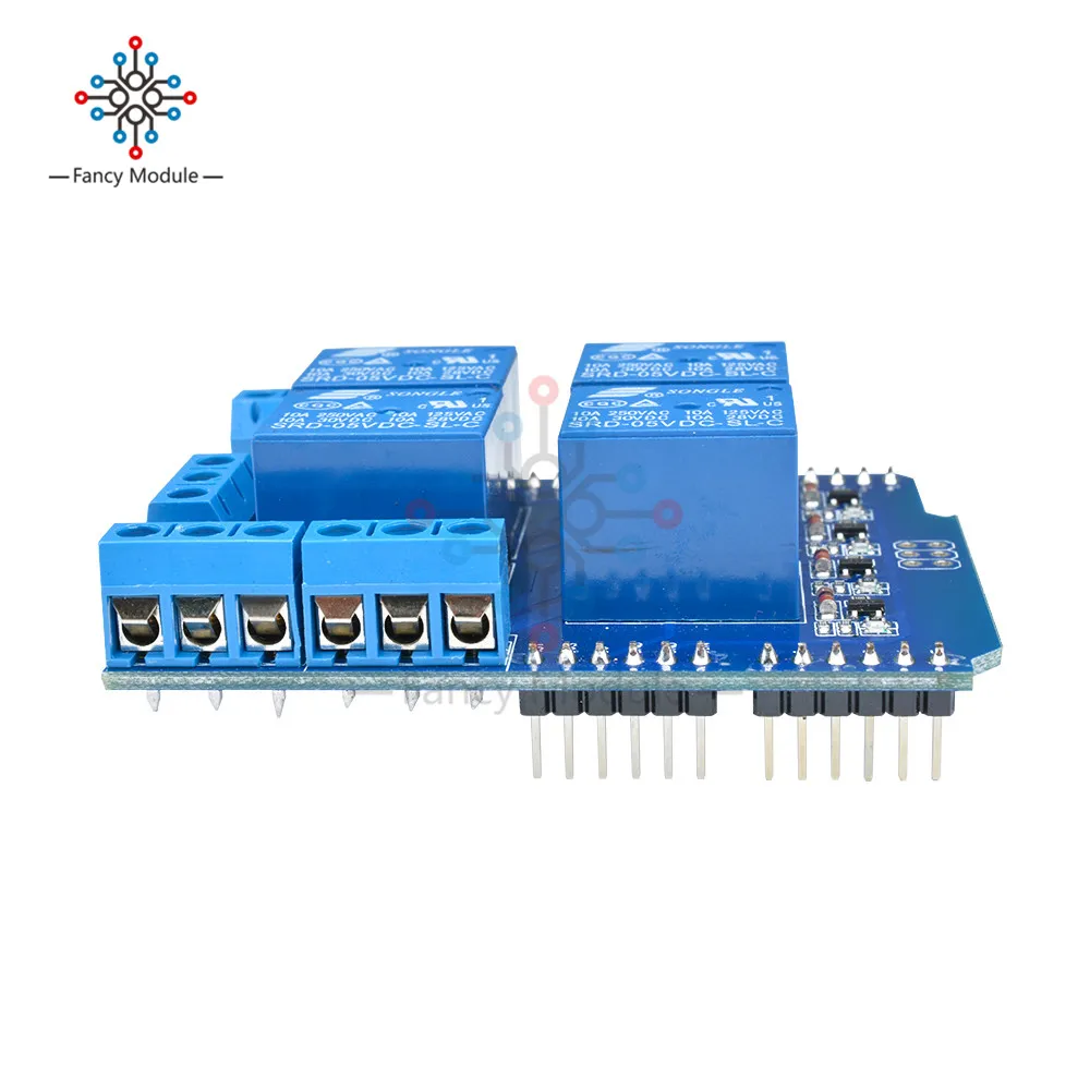 Релейный Щит V2.0 4-канальное реле 5 В плата расширения Swtich для Arduino R3 макетная