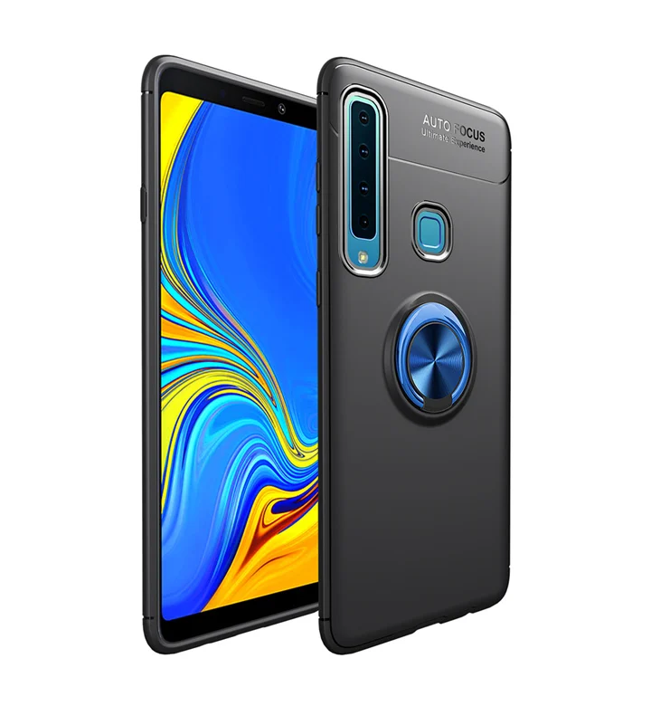 Для samsung Galaxy A9 чехол автомобильный магнитный держатель для колец мягкая ТПУ Силиконовая задняя крышка для Galaxy A9 SM A920 чехол Funda - Цвет: Black blue