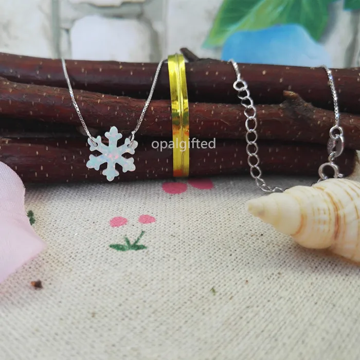 (1 шт./лот) модное ожерелье в виде снежинок с огненным опалом OP17 белое серебряной
