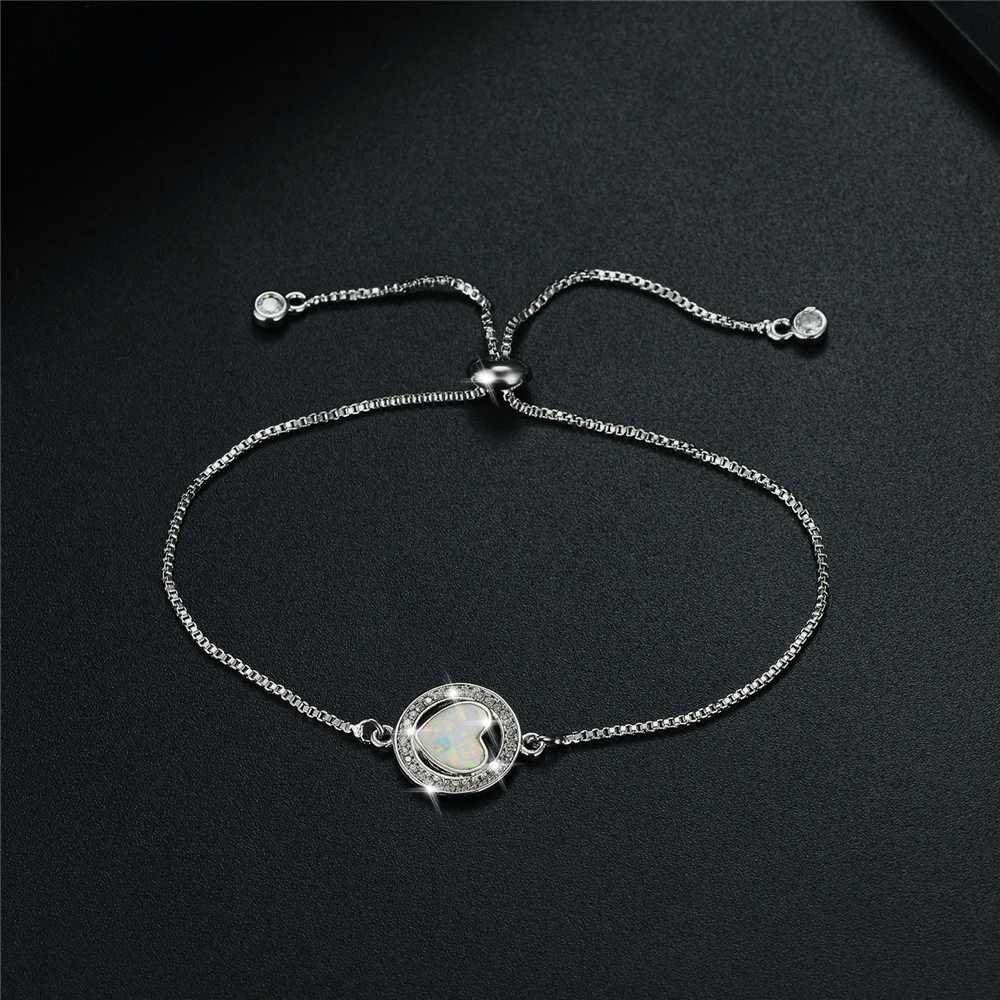 Роскошный загадочный оверлейт CZ Белый огненный опал браслеты для