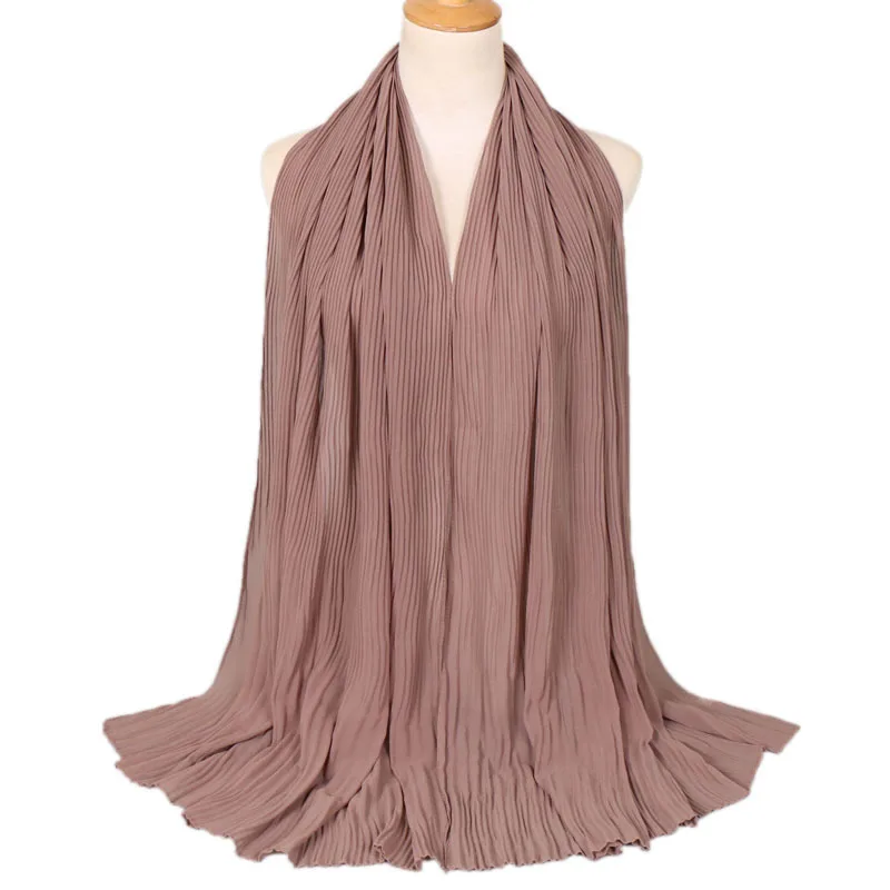 7 Muslim Women Crinkle Hijab Shawl Female Headscarf Plain Chiffon Islamic Turban Instant Scarf Ready To Wear Wrap Head foulard - Цвет: 7