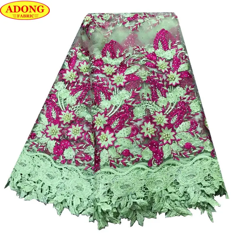 ADONG Fashion French Lace Fabric with Beads African Guipure 2018 Stones Embroidery For Wedding Dress Clothes | Дом и сад