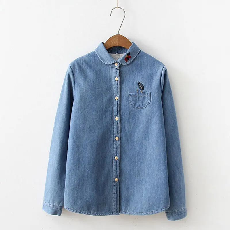 HEE GRAND повседневные джинсовые синие рубашки 2018 осенние женские с длинным рукавом