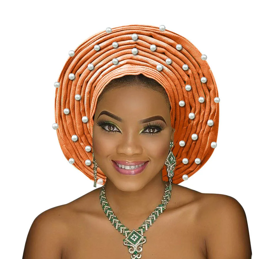Нигерийский головной убор aso oke Африканский уже изготовленный Авто тюрбан ebi gele с