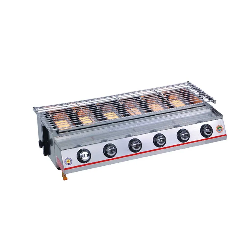 6 Burners Silver 2/3/4/6/8 горелки газовая угольный гриль для барбекю, инфракрасные газовые горелки, Кухня барбекю Гриль Инструменты для приготовления пищи на воздухе churrasqueira легко чистить - Цвет: 6 Burners Silver