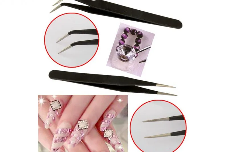 Горячая акция 2 черный акриловые уф-гель ногтей стразами блестка нипер выбор