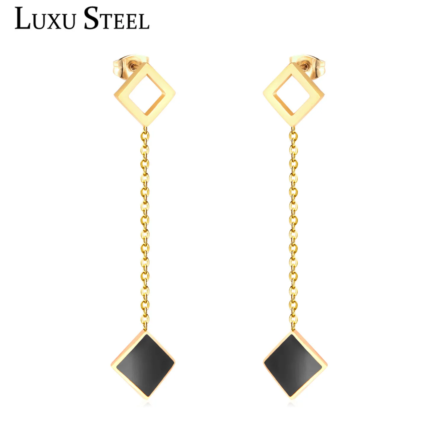 Женские серьги подвески из нержавеющей стали с геометрическим