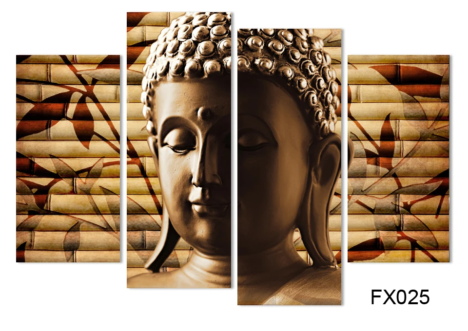 

Canvas Painting High Quality Hand-painted Art Religion Buddha 4 Panel Wall Oil Painting print On Canvas Unframed