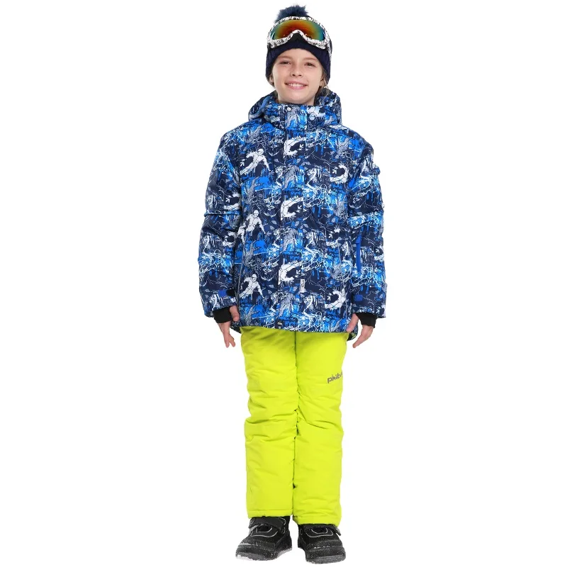 2017 г. Новая зимняя Водонепроницаемый ветрозащитный лыжный наборы Дети Теплая