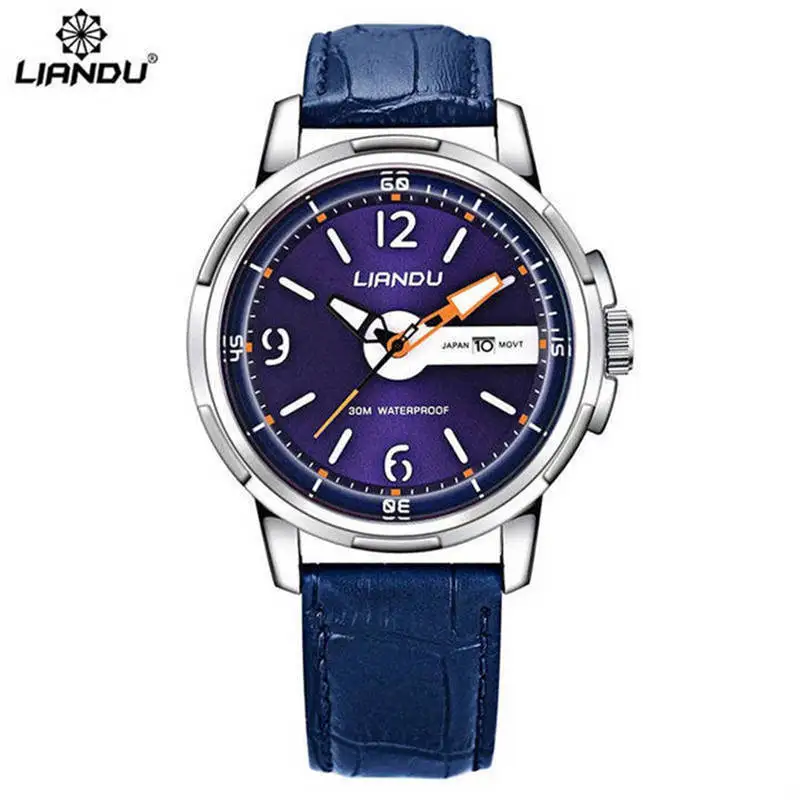Мужские модные армейские военные спортивные часы LIANDU мужские кварцевые