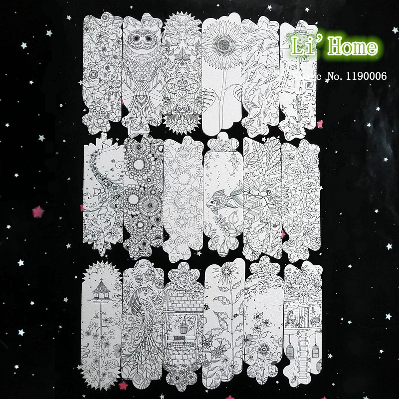 18 шт./компл. картонная бумага раскраска Закладка Книга секретный сад