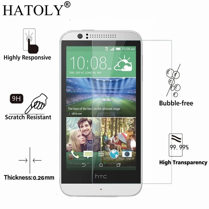 2 шт. закаленное стекло для HTC Desire 510 ультратонкая защита экрана HD закаленная