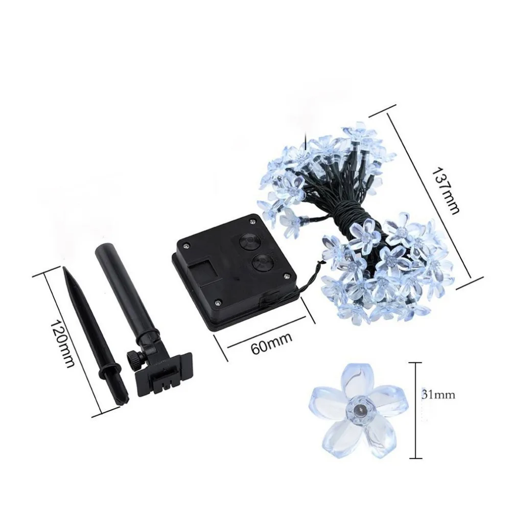 Красивая гирлянда в форме цветка 50LED солнечная энергия наружная садовая для