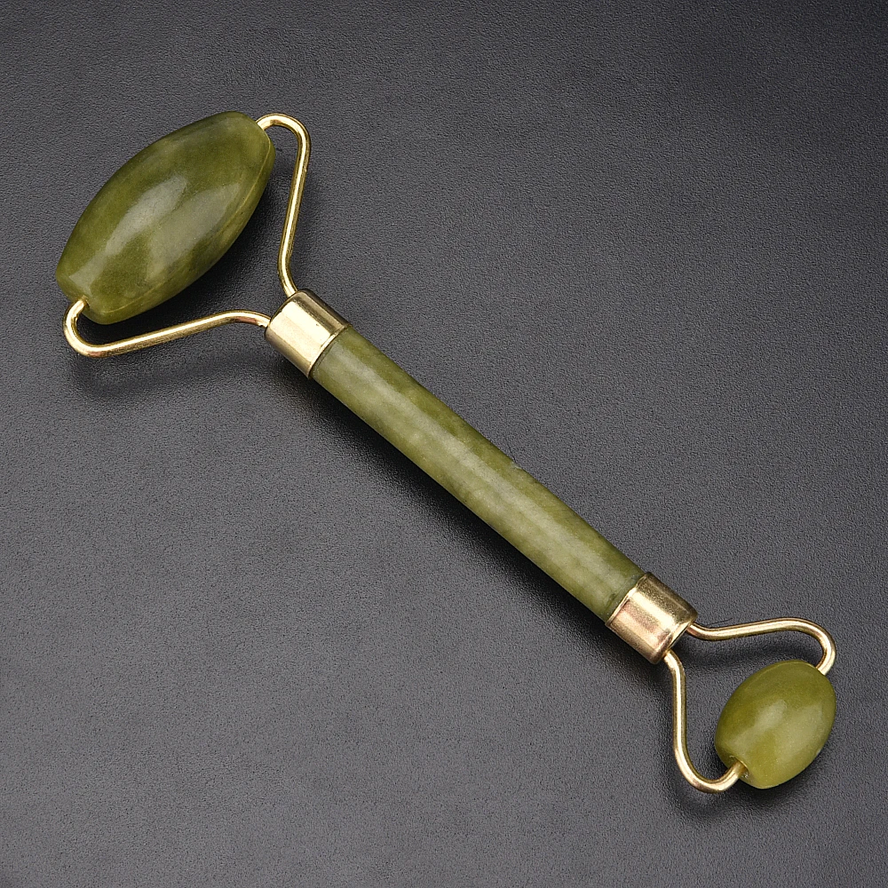 Нефритовый роликовый лицевой Массажер для подтяжки лица с двойной головкой