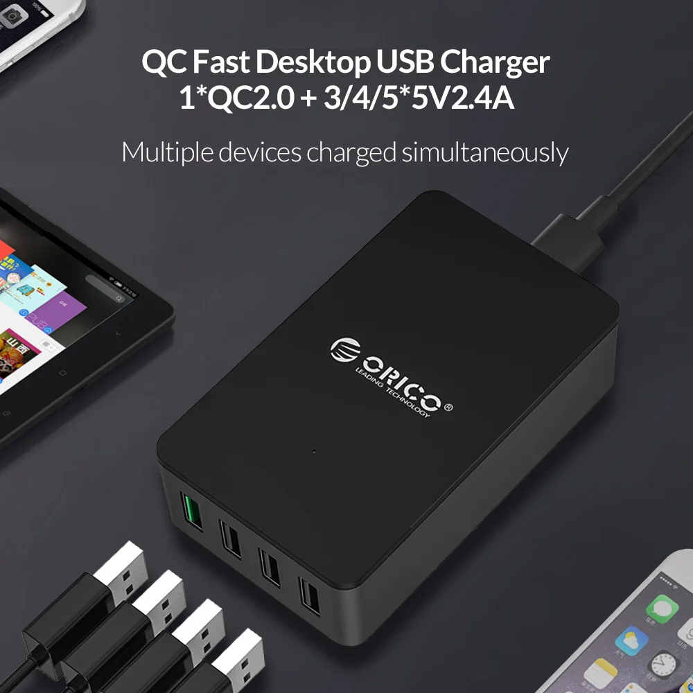ORICO 4 порта настольное зарядное устройство QC2.0 быстрое USB Универсальный смарт