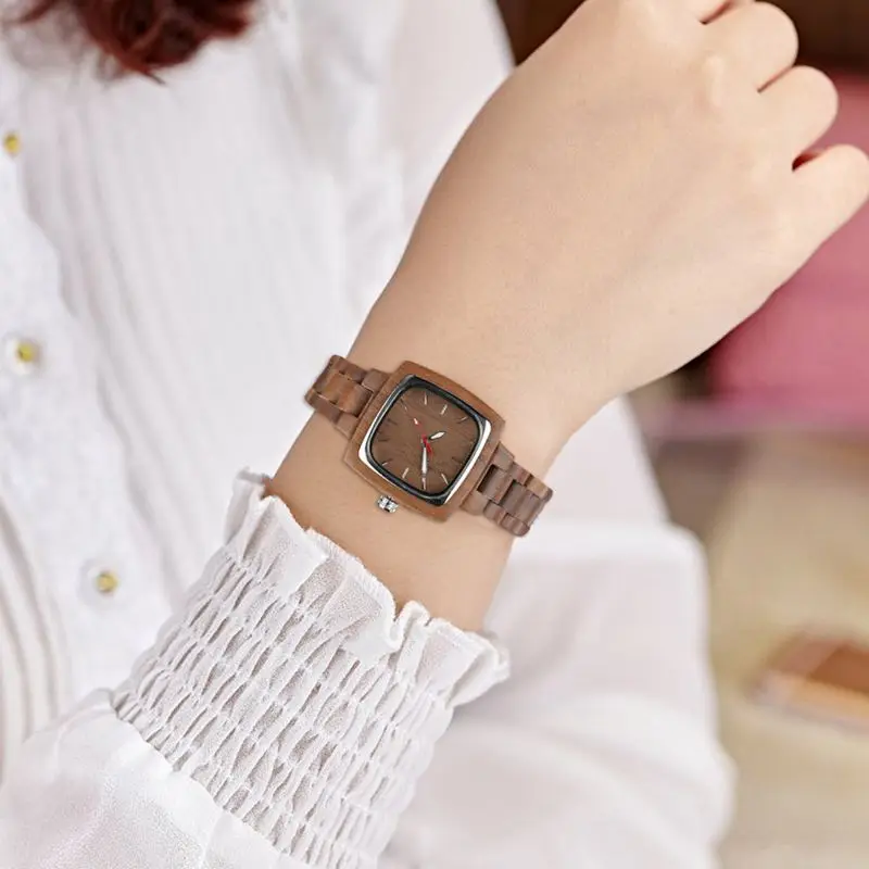 For Women Полностью деревянные часы для мужчин часы мужские бамбуковые шикарные Кварцевые женские Ретро Орех Деревянный Браслет подарок отличный подарок для мужчин и женщин - Цвет: For Women