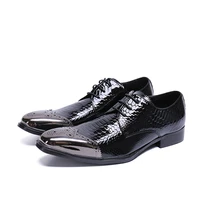 mocassim masculino black gold patent leather business oxford shoes for men square toe lace up dress wedding party male shoes