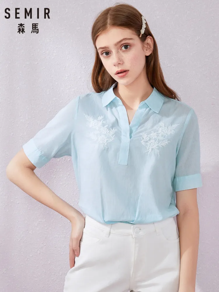 SEMIR Женская блузка Топы летние топы повседневные свободные однотонные шифоновые