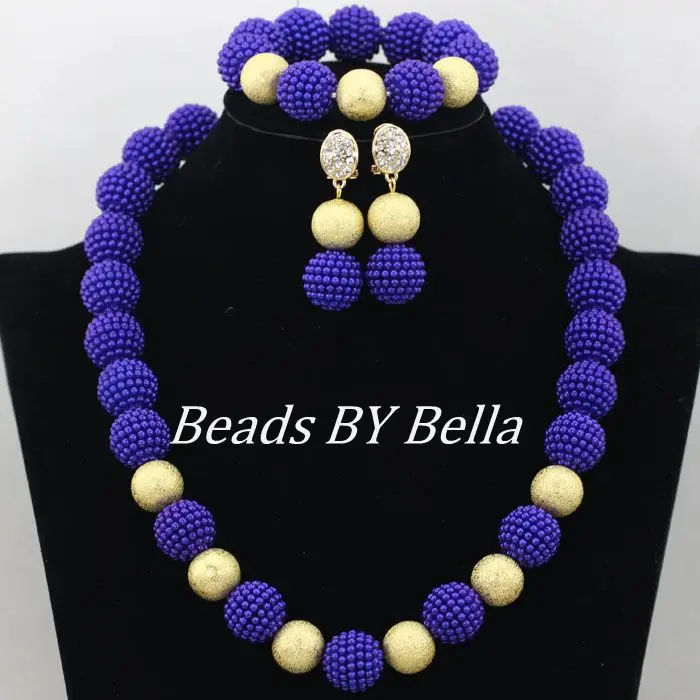 Королевский синий свадебный комплект ювелирных изделий с шариками один ряд