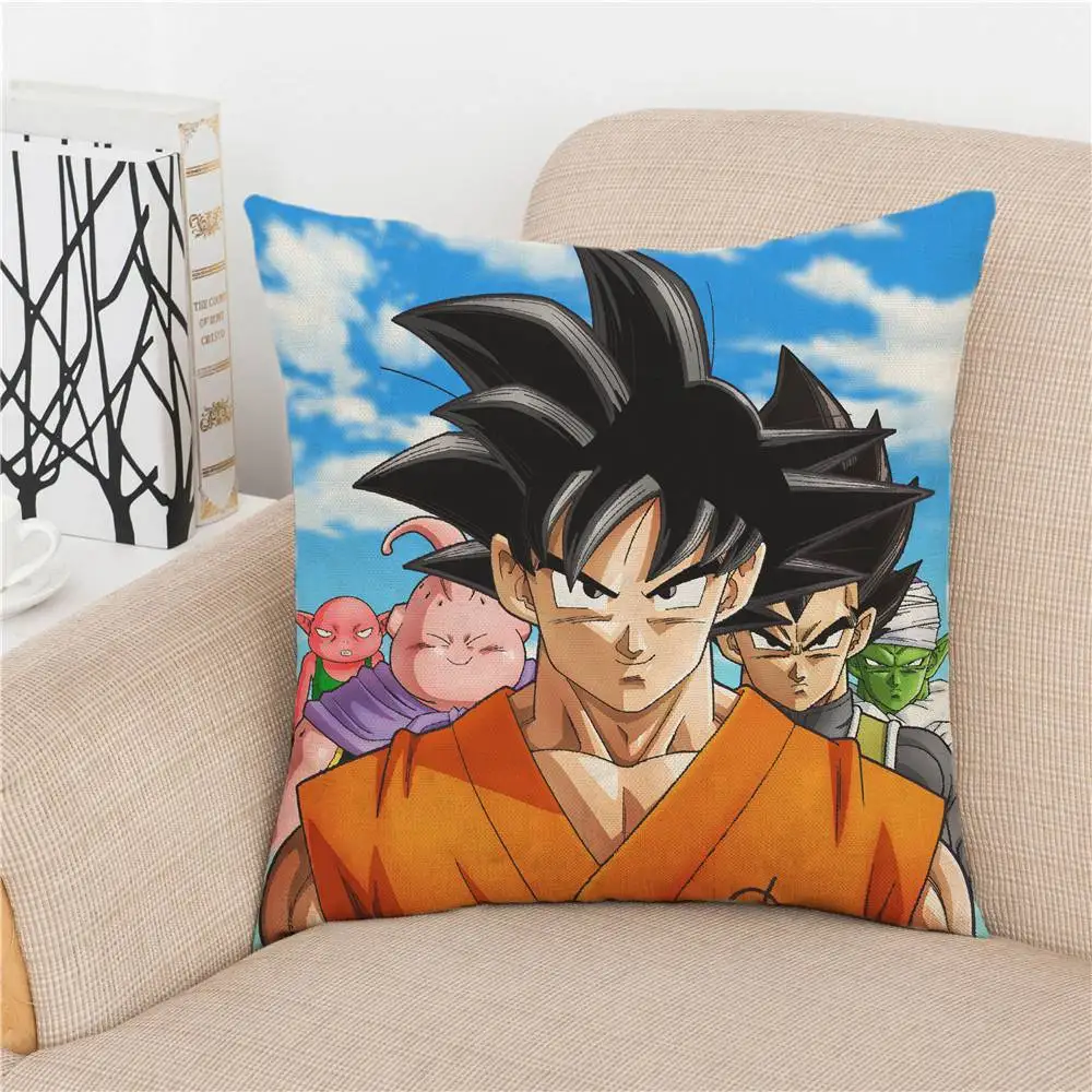 Dragon Ball Z Super Saiyan Аниме Dakimakura хлопковая декоративная подушка, лен Чехол 45x45 см для дивана наволочка для подушки стула домашний декор - Цвет: 2