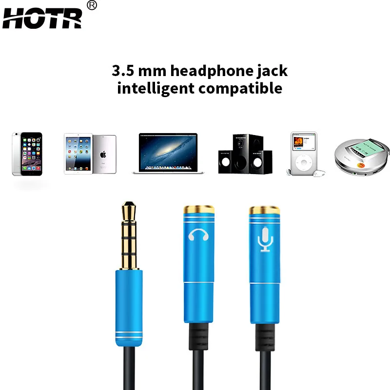Earphone &amp Micphone Adapter 3.5mm Audio Aux 1 Male to 2 Female Headphone Extension Cable Connected Cord Y Splitter Laptop PC |