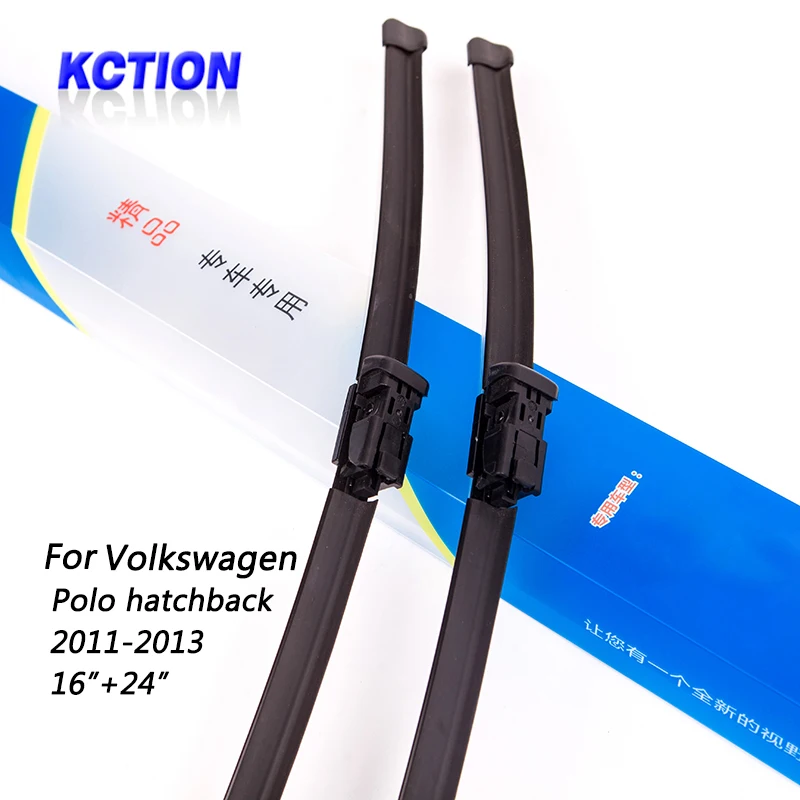 Car Windshield Wiper Blade For Volkswagen Polo hatchback(2011-2013) 16&quot+24&quot Front Window Windscreen Wipers Accessories | Автомобили