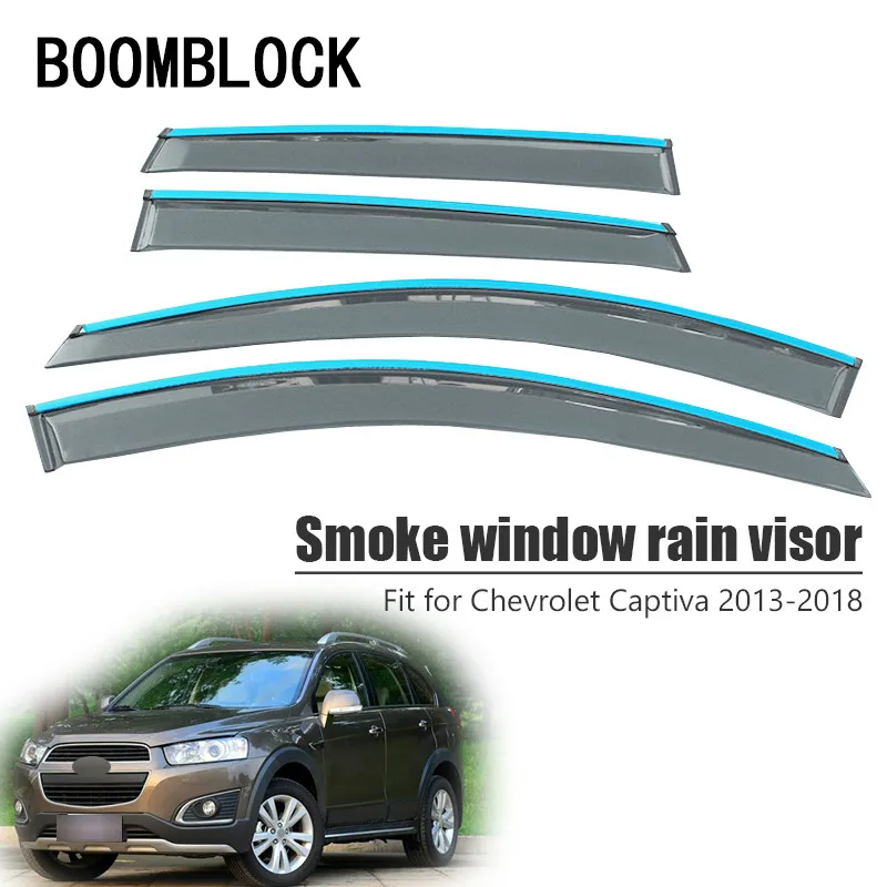 

BOOMBLOCK 4pcs Car Covers Window Visor Sun Rain Wind Deflector Awning Shield ABS For Chevrolet Captiva 2013-2018