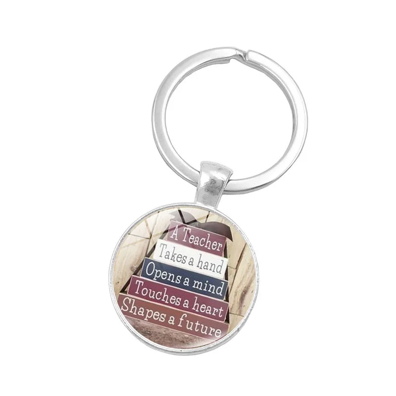 A Great Teacher Takes Hand Opens Mind and Touches Heart Shapes Future Keychain 2018 Teacher's Day Gifts Metal Key Chain Ring | Украшения