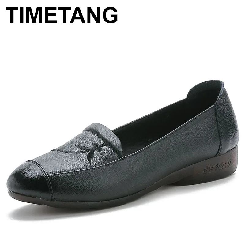 TIMETANG Spring And Autumn Women Shoes Fashion Soft Outsole Genuine Leather Woman Flat Single Casual FlatsE839 | Обувь