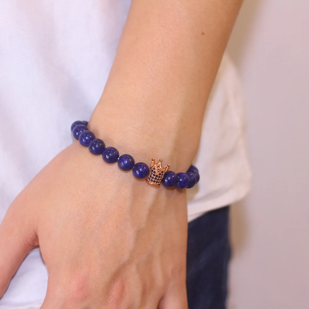 Lapis Lazuli браслеты с бусинами из натурального камня для мужчин трендовый браслет