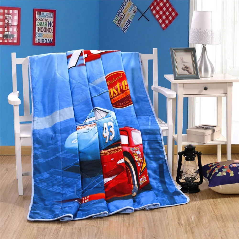 Голубое диснеевское покрывало для мальчиков с принтом мультипликационных