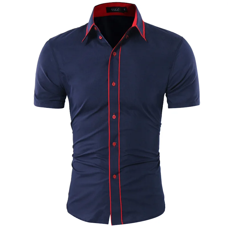 

Fashion Male Shirt Short- Sleeves Tops Double Collar Button Design