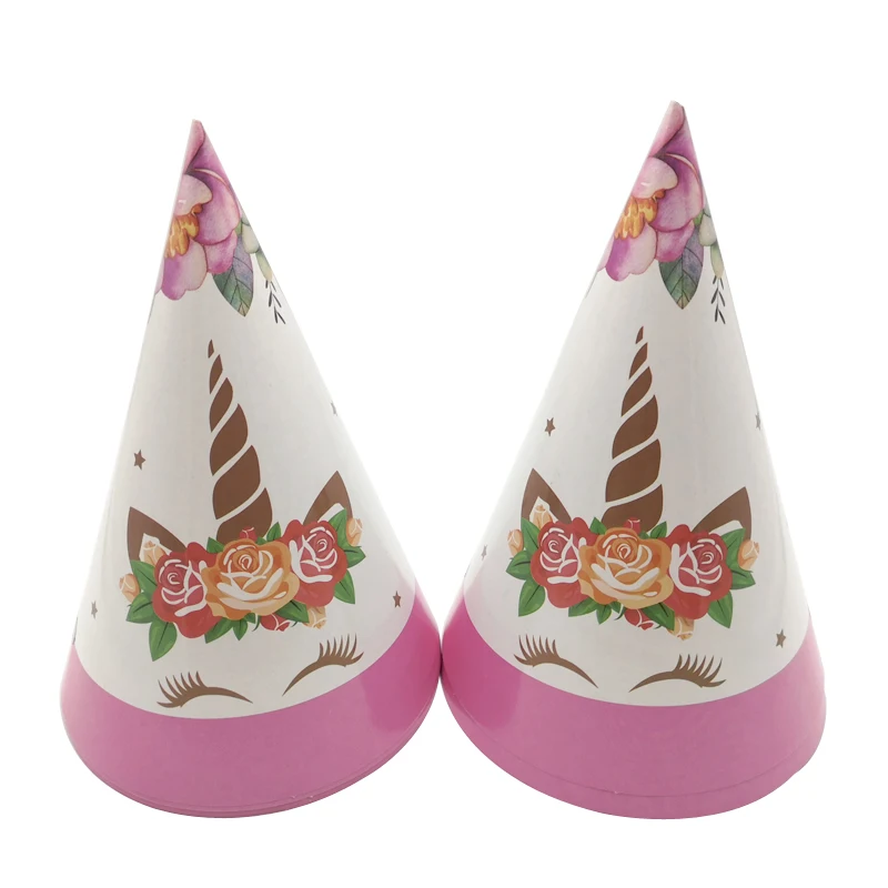 

Baby Shower Party Decorations Flower Unicorn Theme Paperboard Hats Kids Girls Favors Caps Happy Birthday Events Supplies 6PCS